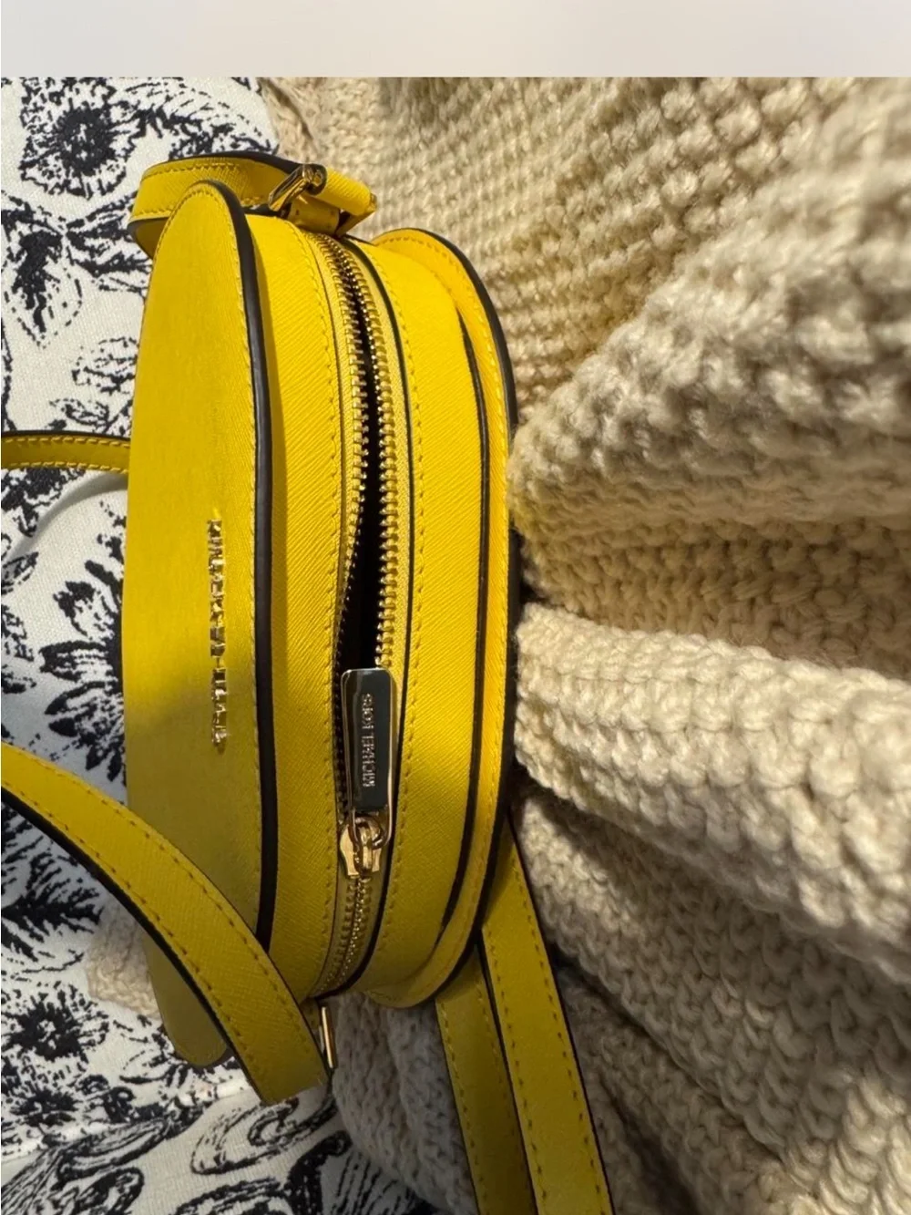 Michael Kors Bright Yellow Saffiano Oval Crossbody Bag